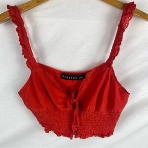 Urban Outfitters - Lioness The Only One Ruffle Cropped Top Red festival large